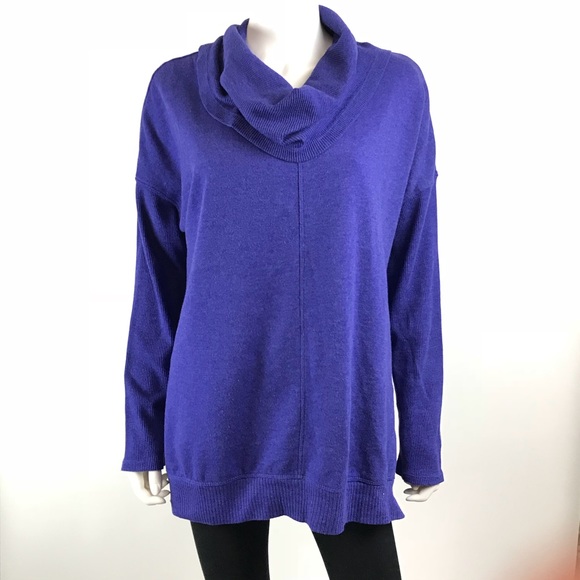 MNY Andrew Marc Cowl Sweater XL Purple Dolman - Picture 2 of 6